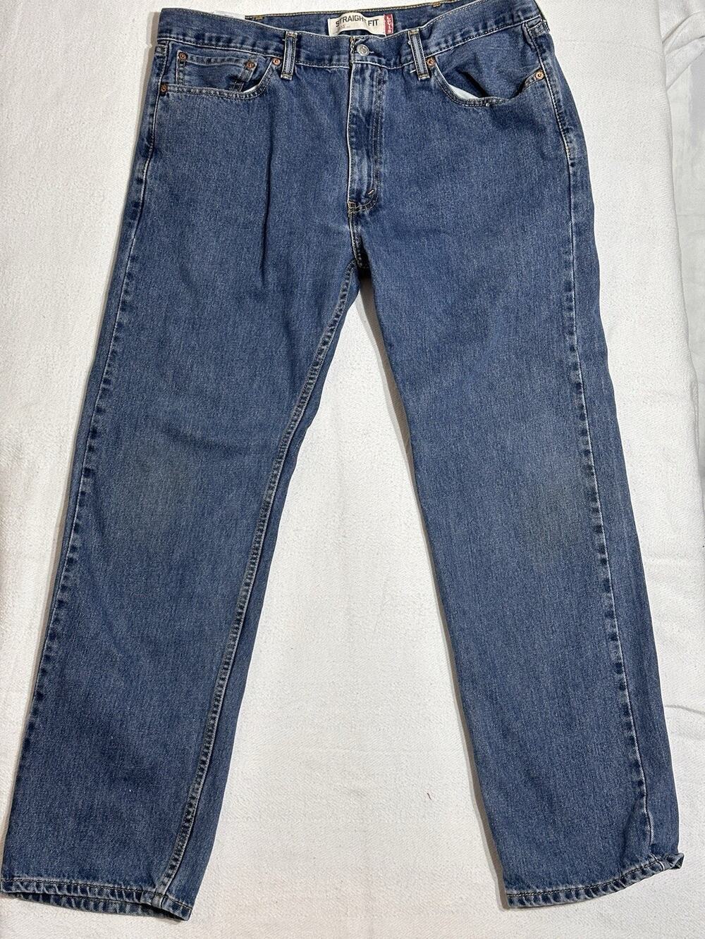 Levis 505 Jeans Men 38x32 Blue Straight Fit Denim Y2K Classic Work Wear